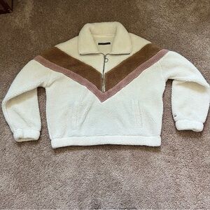 Abercrombie Colorblock Sherpa Half-Zip Sweatshirt | size Large